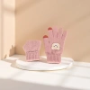 Pink woolen gloves, warm and anti-slip, knitted gloves for women in autumn and winter Specification image